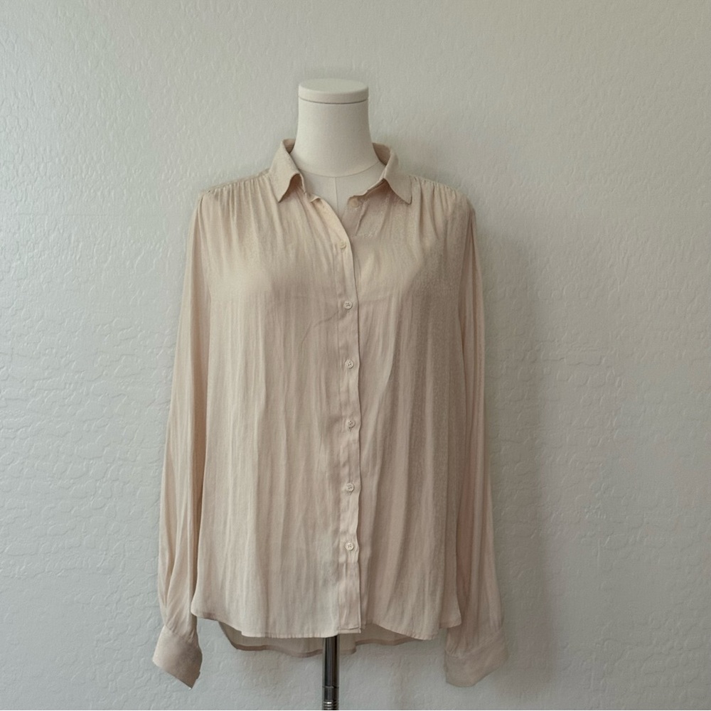 H&M Cream Animal Print Button Down Shirt